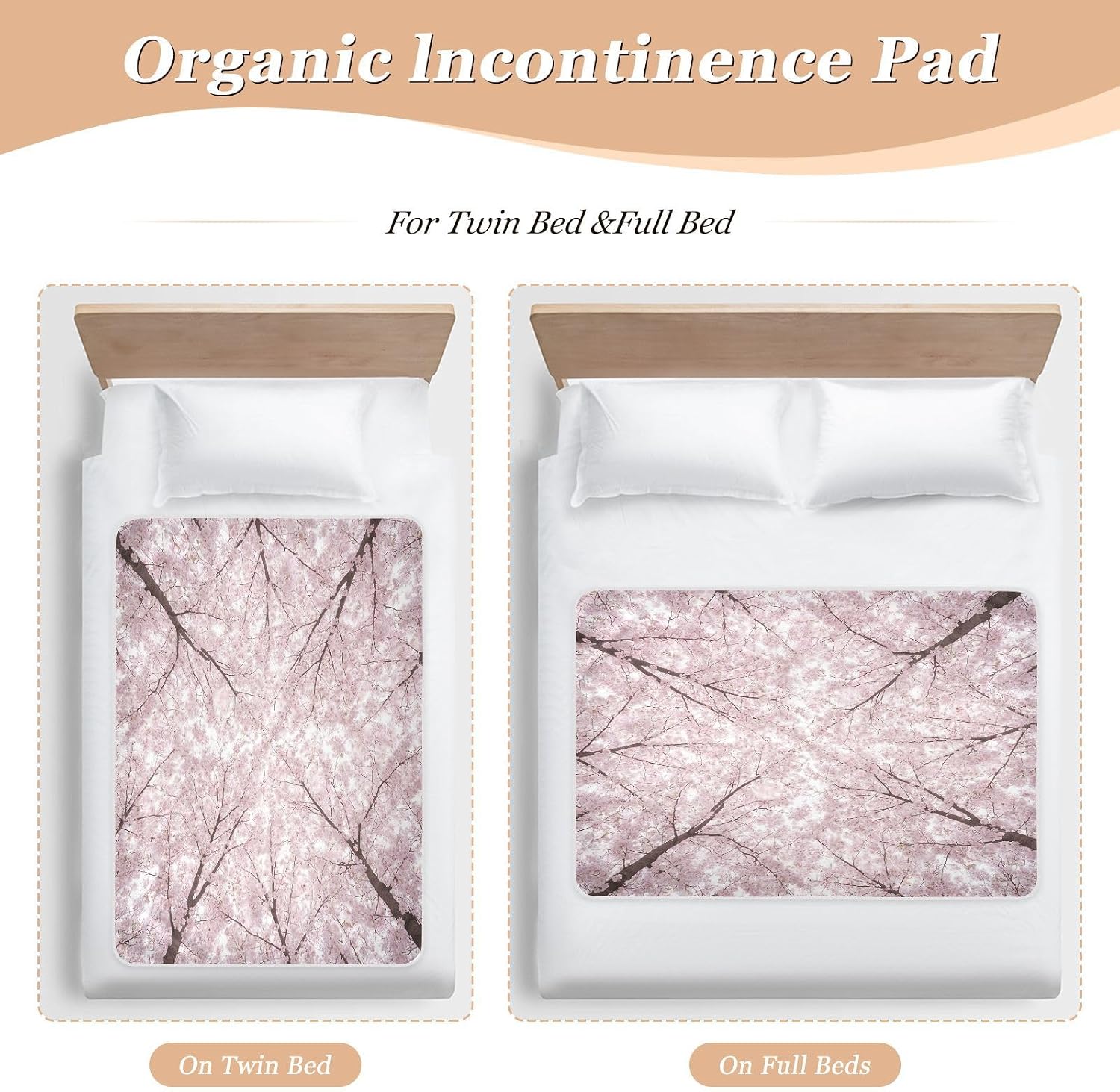 CEBUGI 34” x 52”Washable Underpads Heavy Absorbency Waterproof Incontinence Bed Pads Flowers Pee Pads for Adults Kids and Baby
