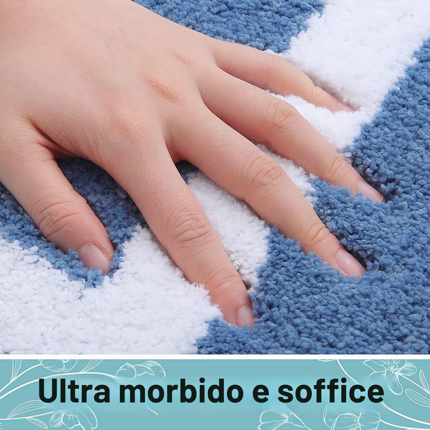 Homaxy Tappeto da bagno antiscivolo lavabile in morbida microfibra, 60 x 120 cm, colore blu