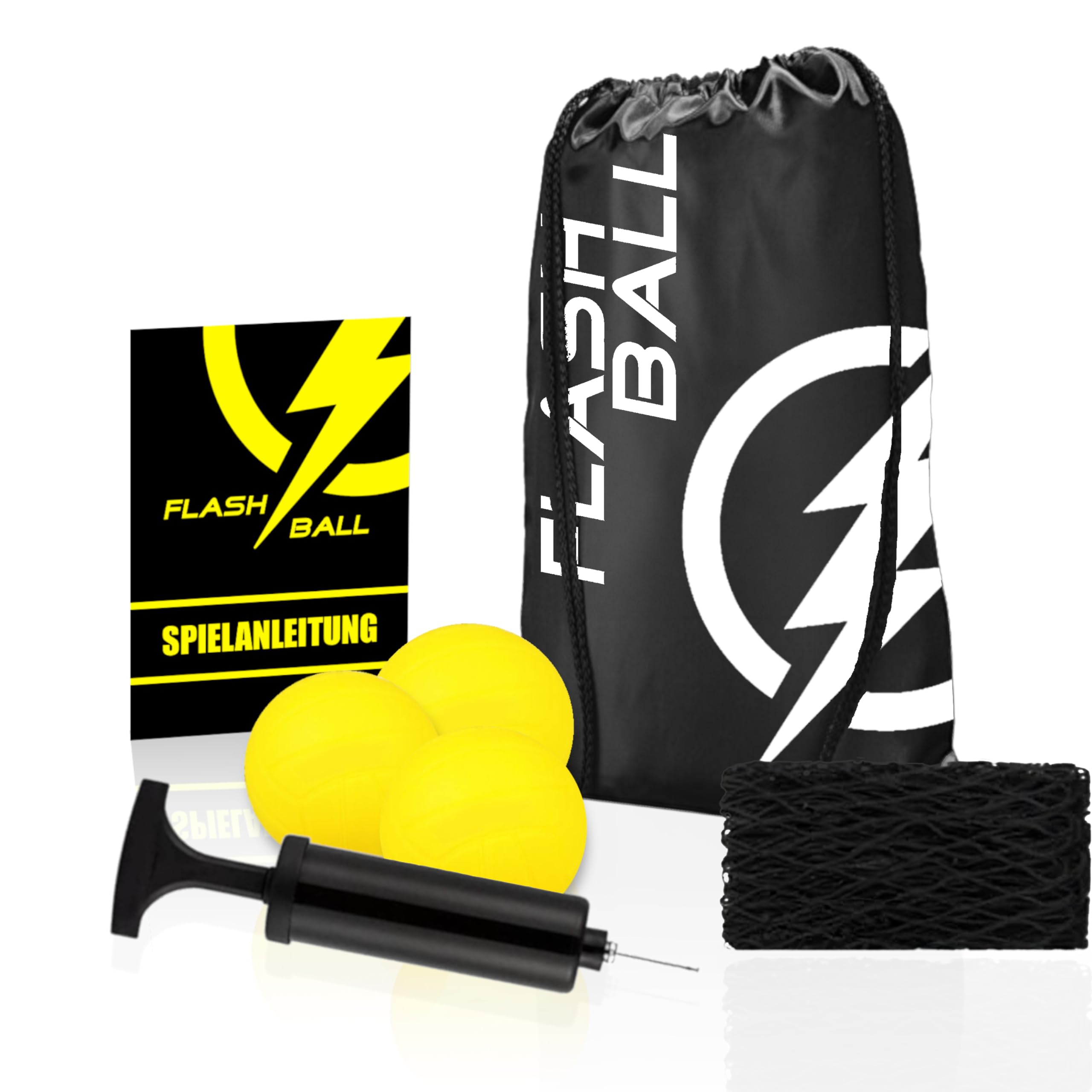Roundnet Pro Set mit 3 Bällen - Das ultimative Sporterlebnis für spontane Outdoor Wettkämpfe, inkl. 3 Bällen, Ersatznetz, Ballpumpe & Tragetasche