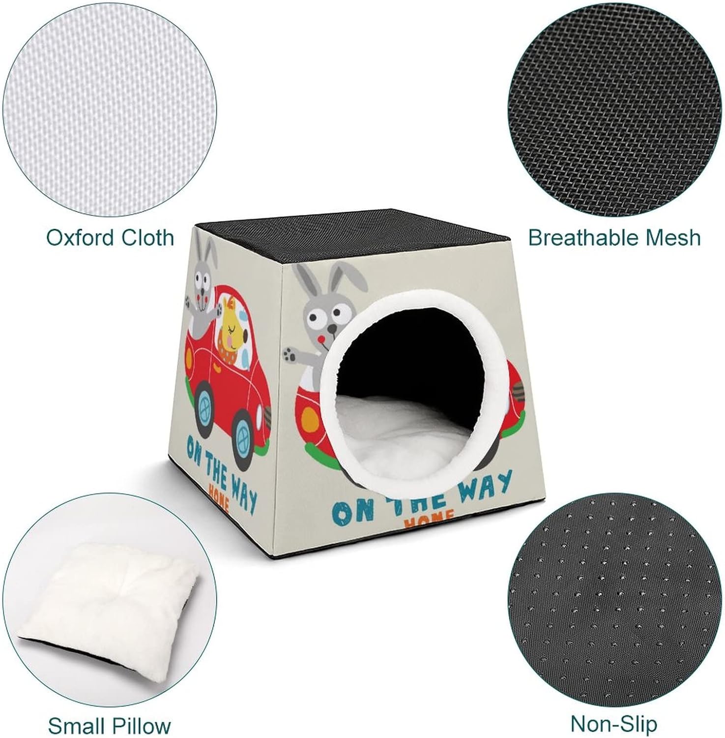 Personalized Cat Houses & Habitats Printed Cat Cube Cat Condo Indoor Pet Bed Sofa Cave Cartoon Bunny Squirrel