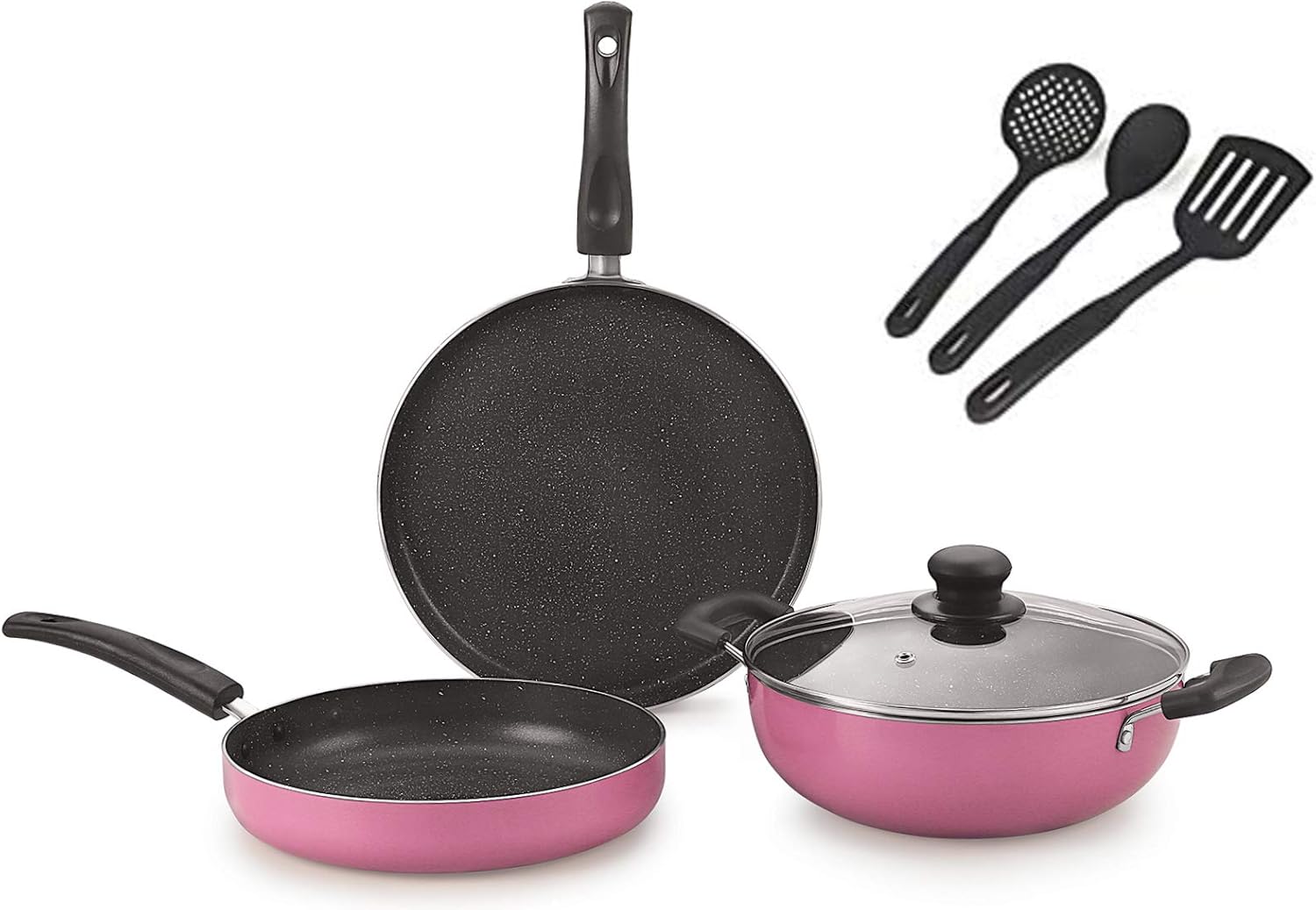 Orchid Granite Cookware Combo Gift Set,7 Piece (Pink) Orchid Granite Cookware Combo Gift Set,7 Piece (Pink)