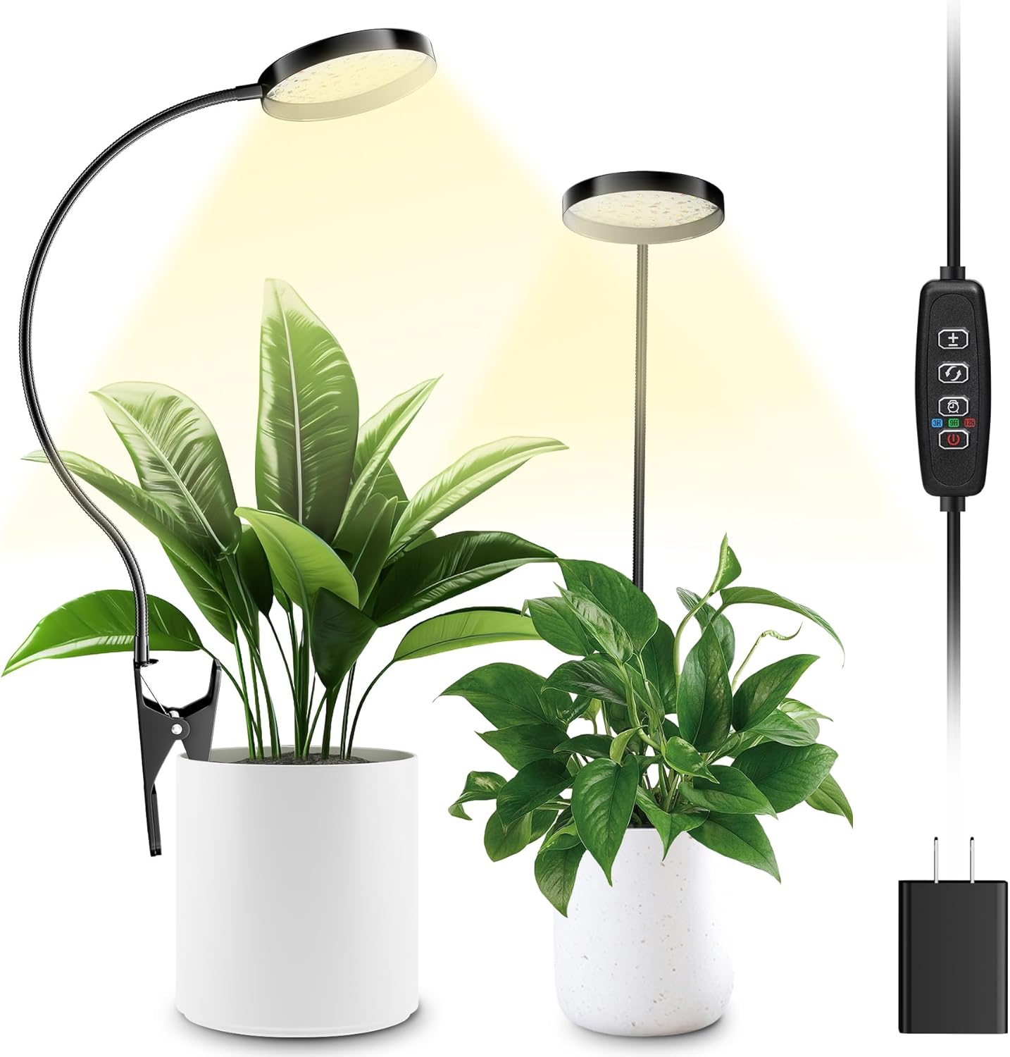 LED Grow Light, Clip On Plant Lights for Indoor Growing with 3,6,12 H Timer, 10 Dimmable Levels Grow Lights for Indoor Plants Full Spectrum, for Houseplants, Bonsai, Pot Plant (2-Pack)