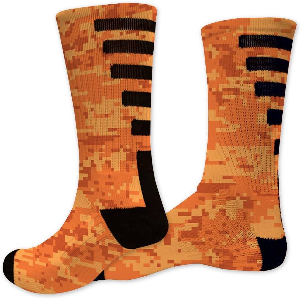 VictoryStore Apparel - Orange Army Camo Performance Crew Socks