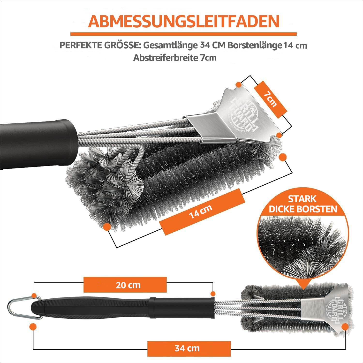 Brosse de Nettoyage Barbecue Acier Inoxydable 35 cm Grattoir Weber Gaz Charbon