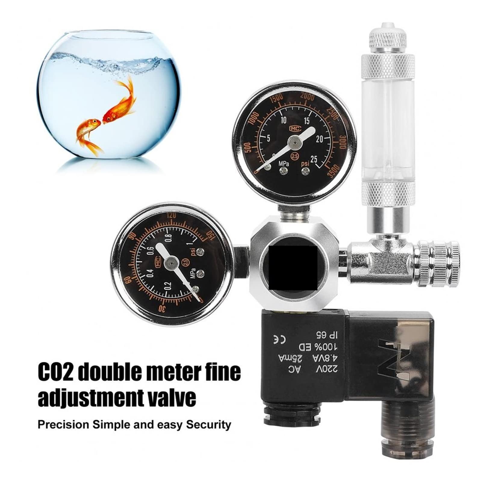 Wskaźnik regulatora CO2 Akwarium CO2 Regulator elektromagnesu bez upływu akwarium CO2 Regulator Niski zużycie energii Dobra wytrzymałość dla piwa domowego z beczki