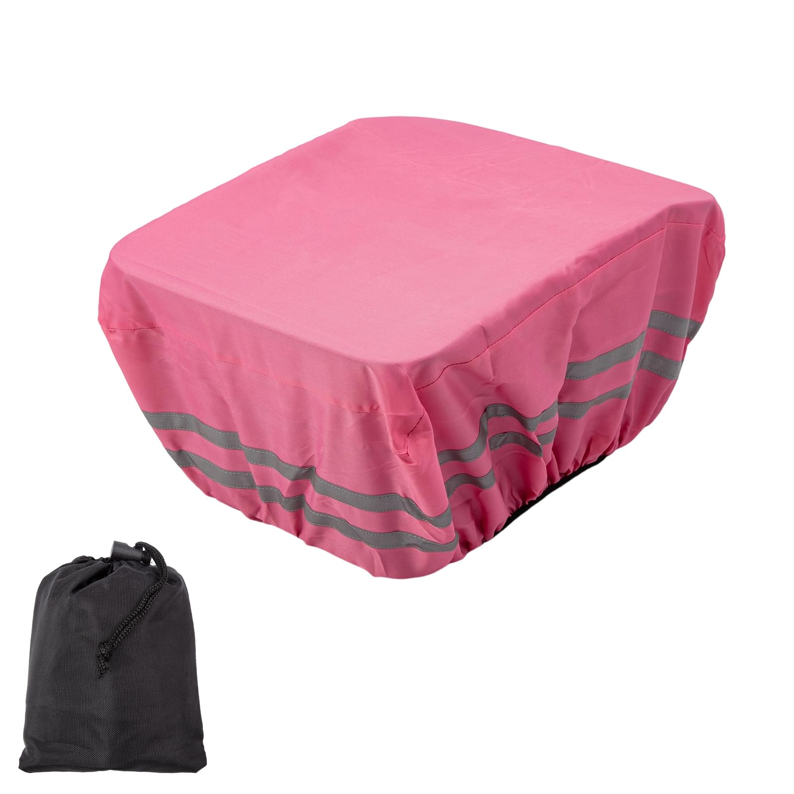 Rain Cover Bicycle Basket, Bicycle Basket Cover, Waterproof with Reflective Strips, Bicycle Basket Cover for All Bicycle Baskets, Bicycle Basket Cover Rear with Storage Bag (Pink)