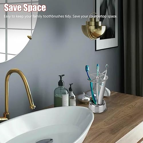 Miniatura 6 de Soporte para cepillos de dientes, soporte ventilado para cepillos de dientes, organizador de pasta de dientes de acero inoxidable, organizador de