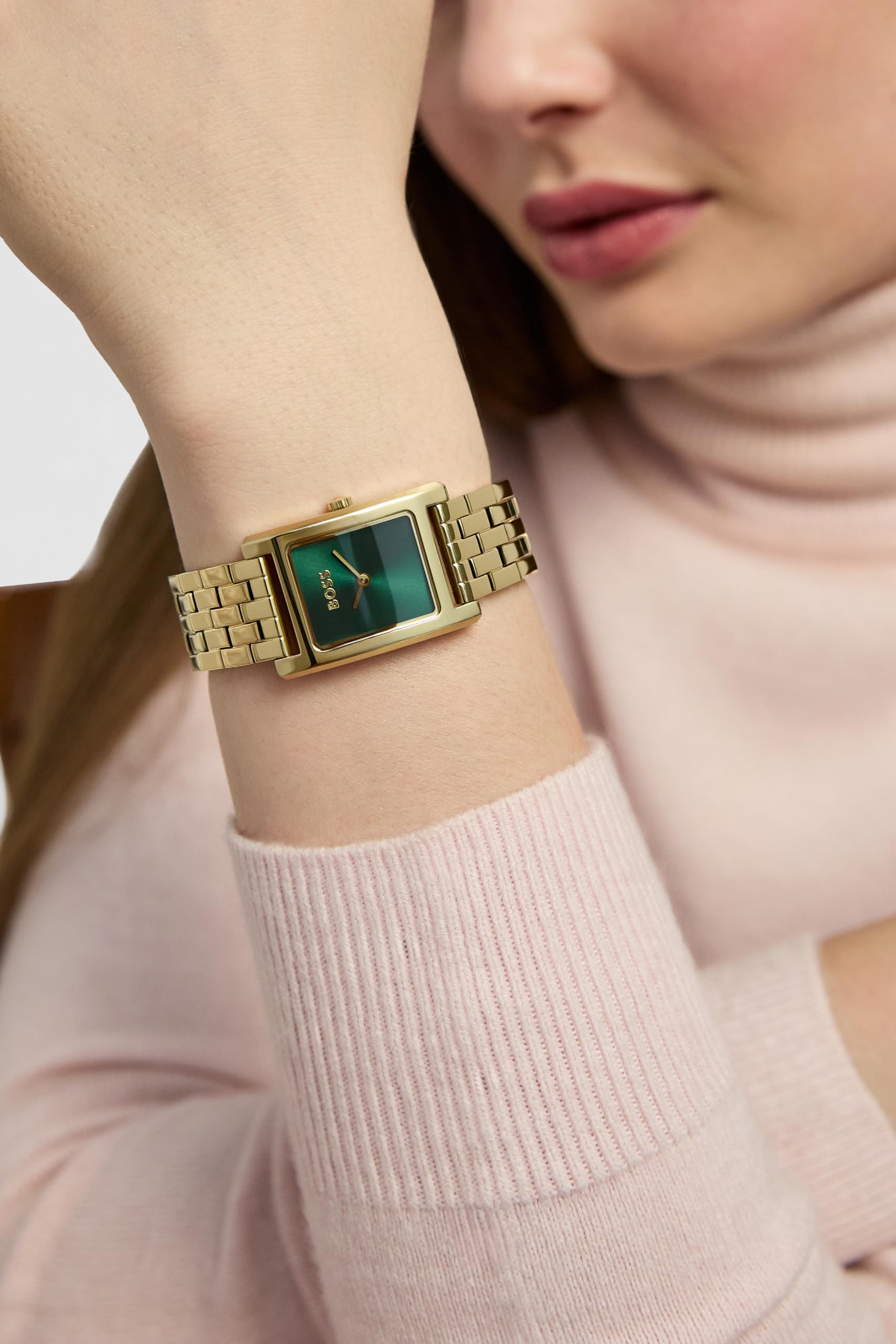 BOSS Orologio Con Movimento al Quarzo a Due Lancette da Donna Collezione LUCY con Cinturino in Acciaio Inossidabile o Pelle, e Cassa Rettangolare