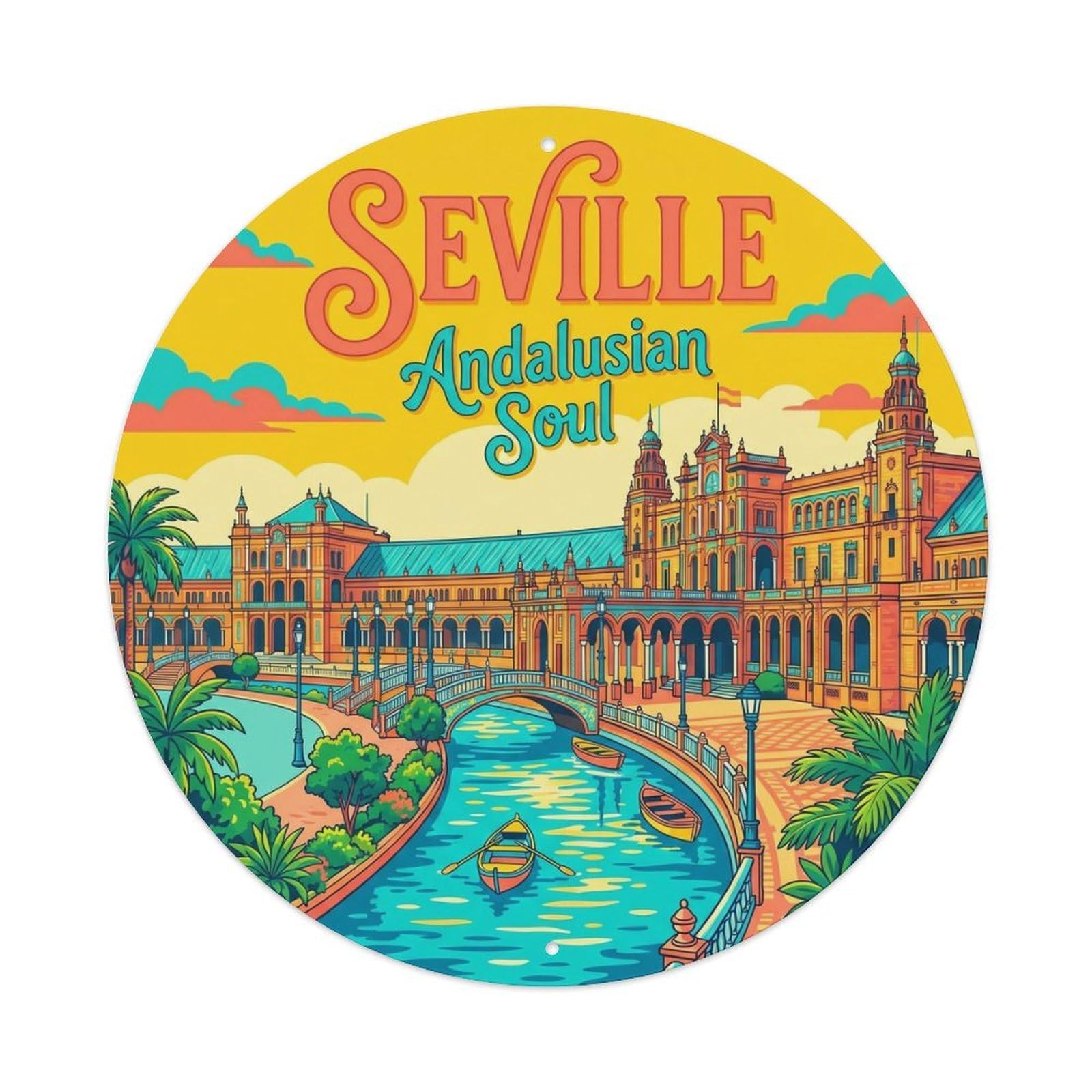 Vintage Travel Andalusian Capital Cultural Metal Tin Sign Plaque