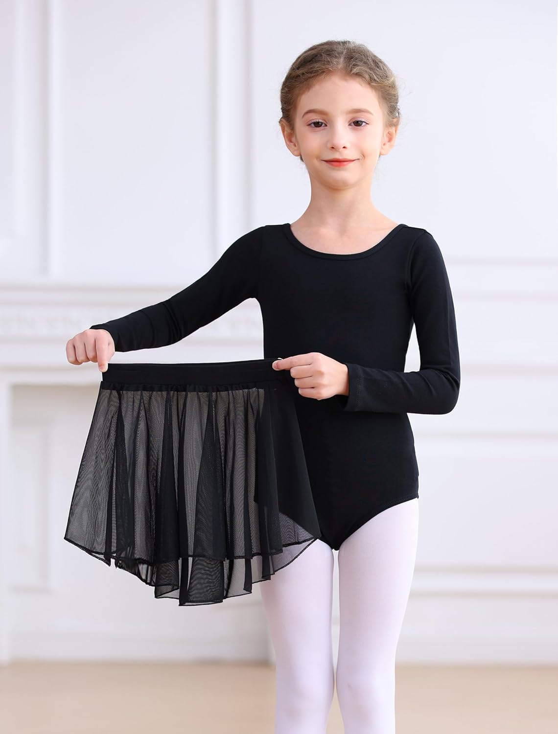 MdnMd Long Sleeve Dance Ballet Leotards for Girls Toddler Skirt Combo Ballerina Dresses Outfit Hollow Knot Back - Image 4