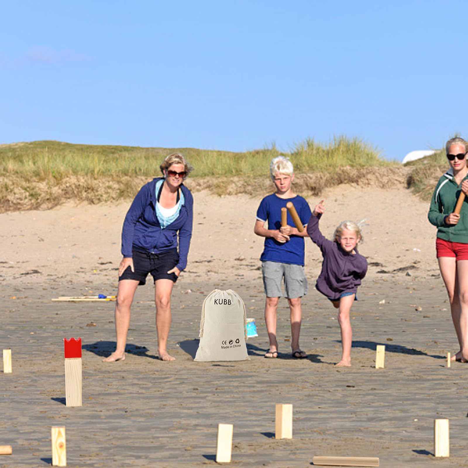 GOLDGE Kubb Wikingerschach Spiel Wikinger Schach Holz Holzfiguren Wurfspiel Kubb Wikingerschach Holzspiel für Kinder Erwachsene Outdoor Spiele