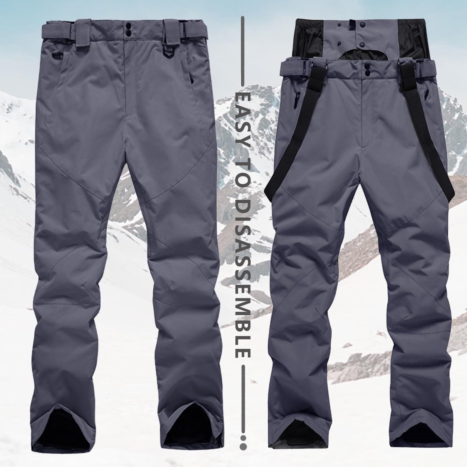 Pantalon De Ski pour,Taille Pantalon De Snowboard pour Homme Et Femme - Imperméable - Pantalon De Randonnée - Coupe-Vent - avec Bretelles - Doublure Chaude