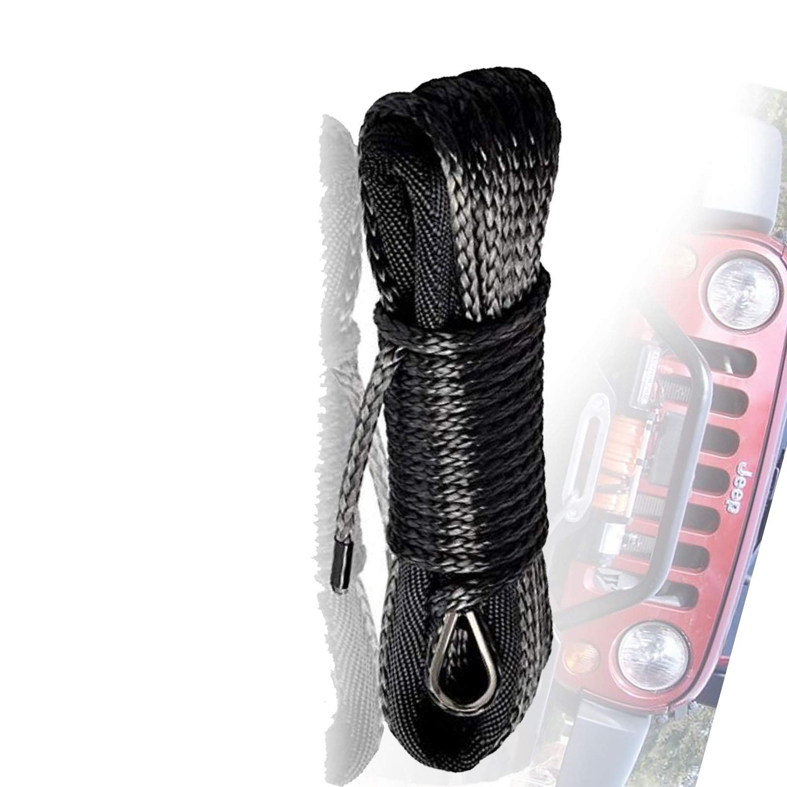Winch Rope, 6mm X 15m Winch Rope Synthetic Winch Line Rope with Sheath for Car Accessories(Oranje)