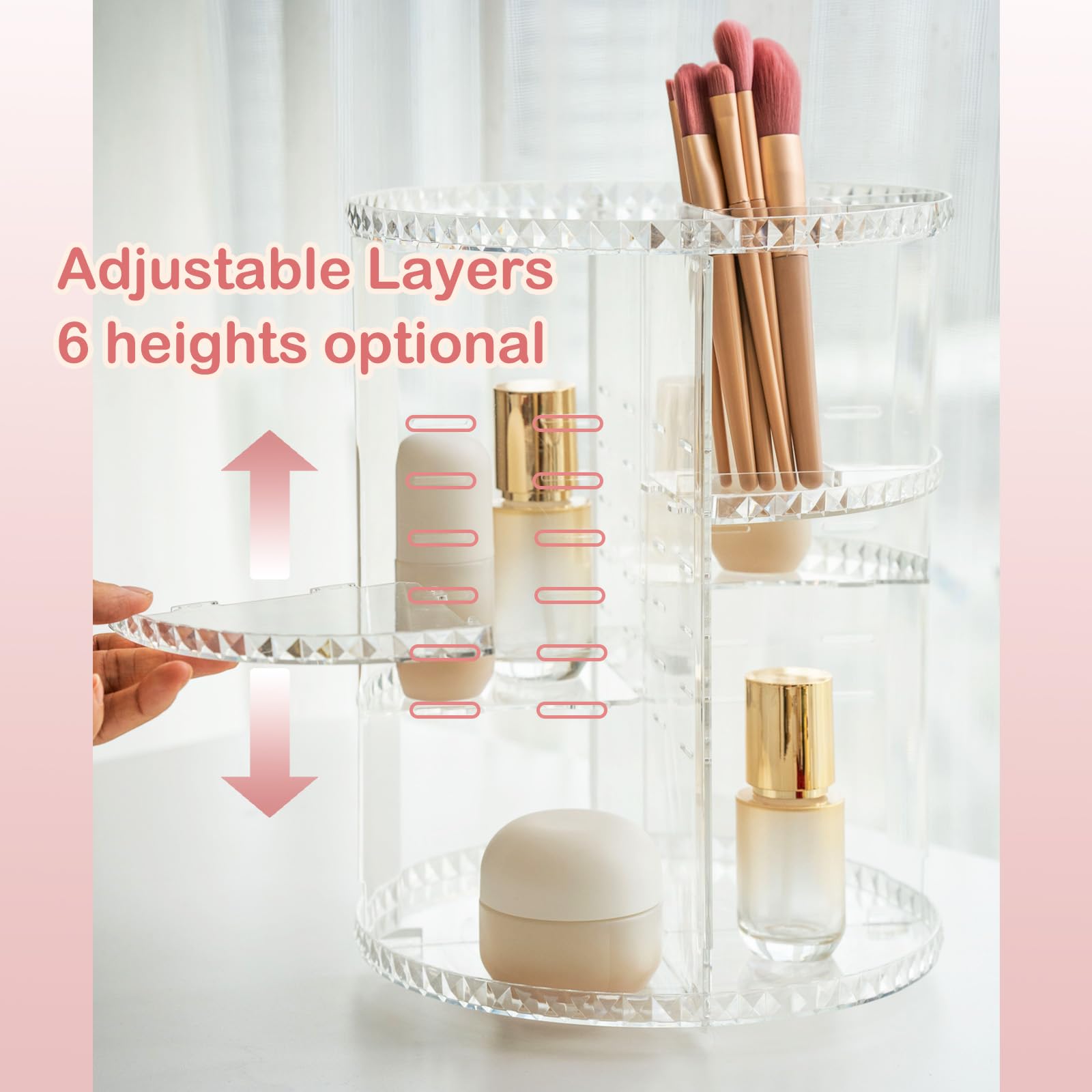 Cq Acryl Make-up-Organizer – 360° Drehbar, 4 Etagen, Transparent, Für Badezimmer & Schminktisch