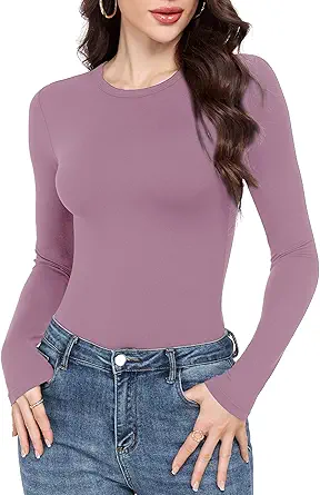 GAYHAY Long Sleeve Shirts for Women Basic Crop Tops Teens Crew Neck Tight Underscrub Clothes Workout Fall Trendy 2025