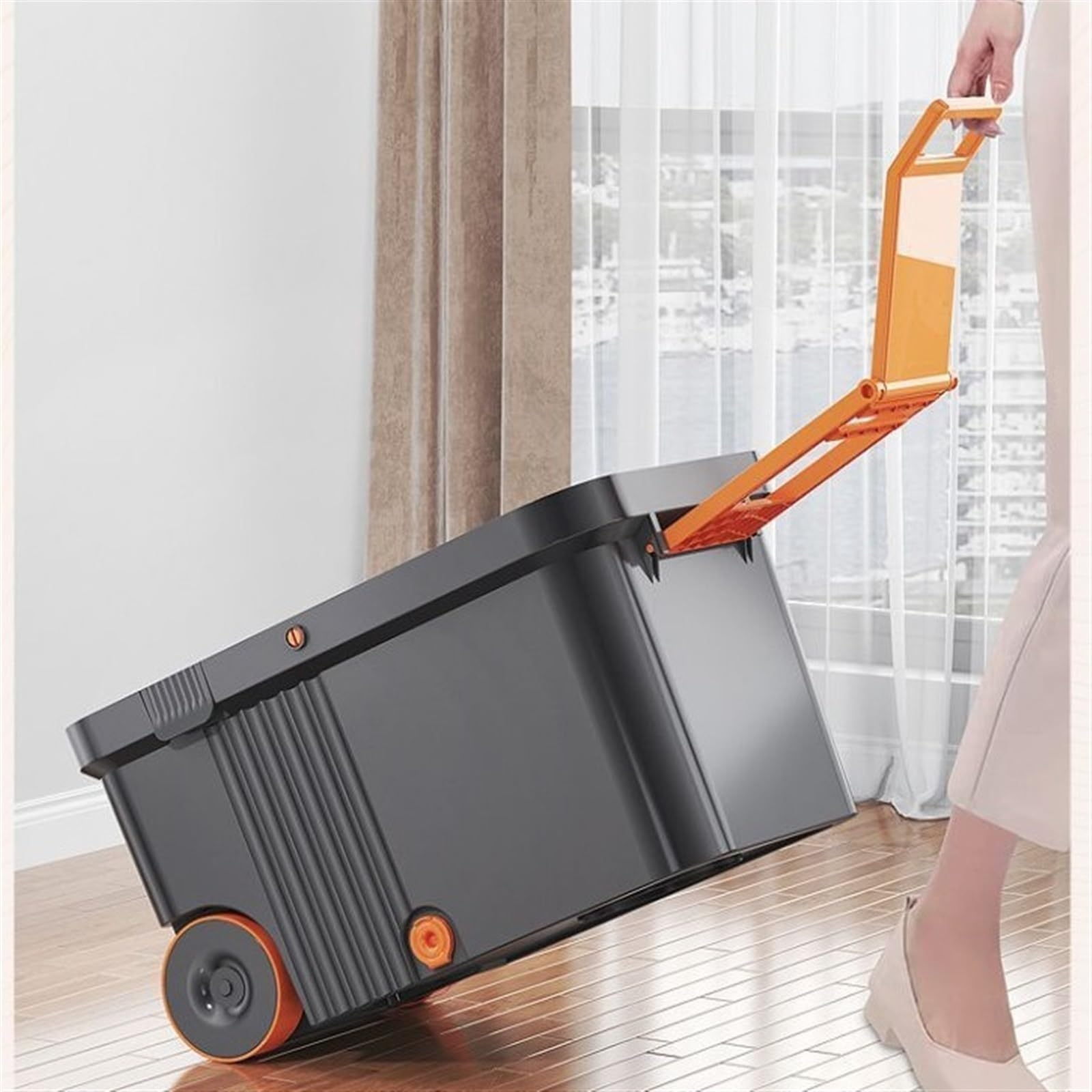Mop Podłogowy Bardzo duży, nie do mycia ręcznego, obrotowy zestaw mopów, mop jest czysty, mop do podłogi, domowe, automatyczne odwadnianie, mop, wiadro(White)