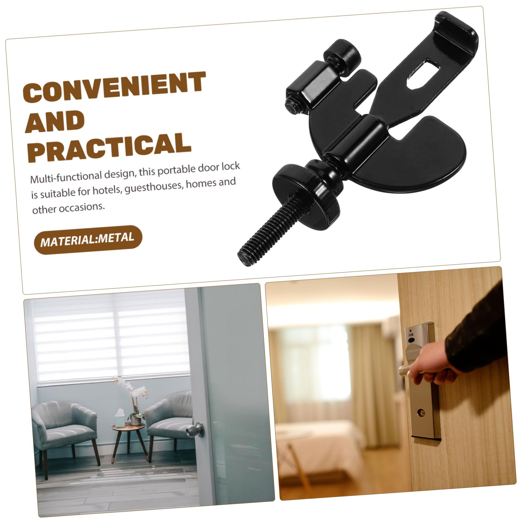 HOMSFOU 5pièces Verrou De Porte Portable Pour Sécurité à Et Voyage Accessoire De Blocage De Porte Pour Hôtels Et Maisons Design Pratique Et