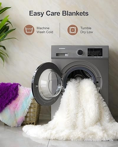 Miniatura 7 de Manta de pelo sintético, 90 x 90 pulgadas, arcoíris