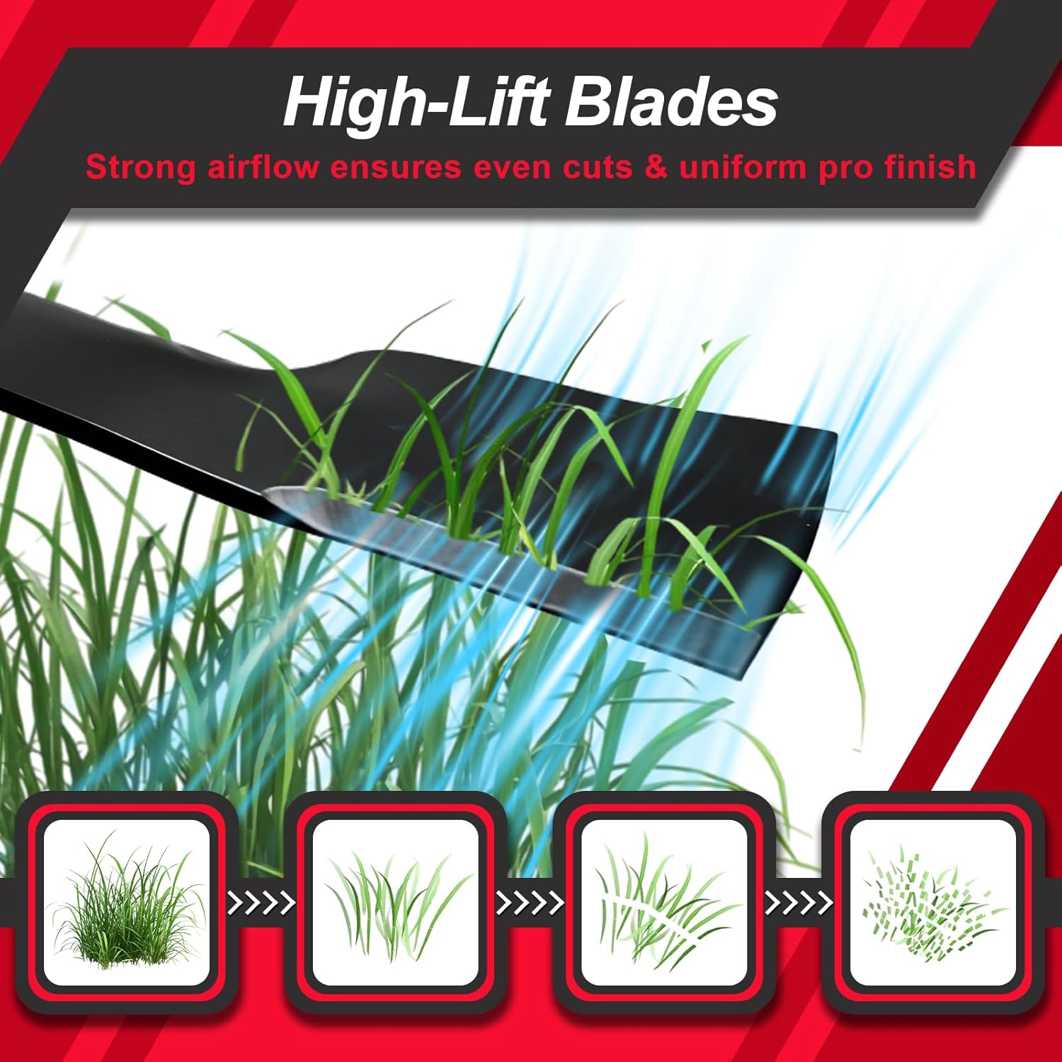 M145476 M127500 High Lift Mower Blades Compatible with 48" Deck X300 X320 X350 Z425 GX255 GX325 LT180 LT190 Lawn Mower, Replace M127673 M146715 AM141907 AM148663 UC22009, 3 Pack