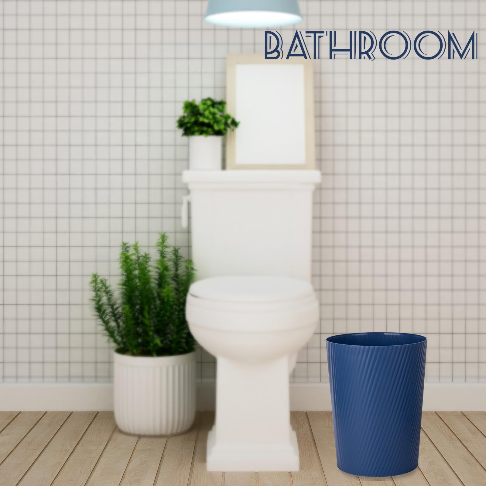 UUJOLY Small Trash Can for Bathrooms Laundry Room, Kitchens, Offices, Kids Rooms, Dorms (Navy Blue), 1 Pack - Image 2
