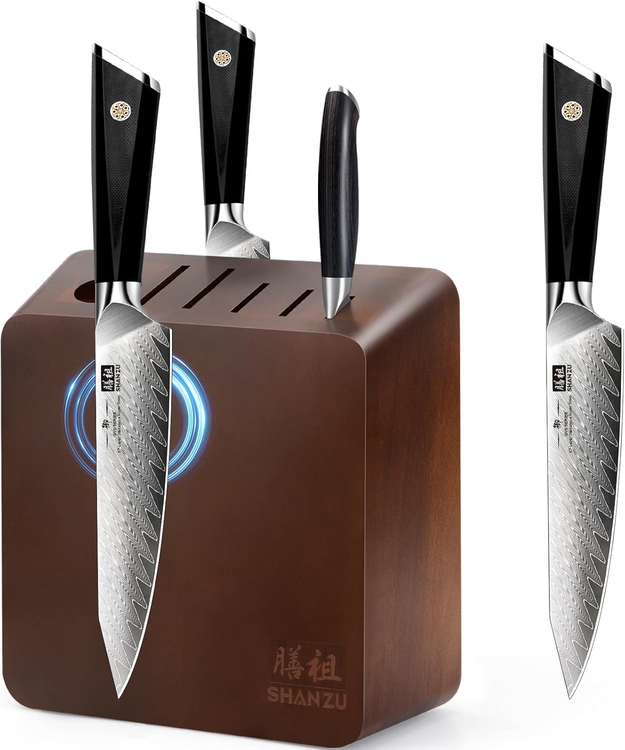 Damascus Chef Knife 6 Inch with Magnetic Knife Block, Double Sided Magnetic Knife Holder,Japanese Steel Damascus Kitchen Knife