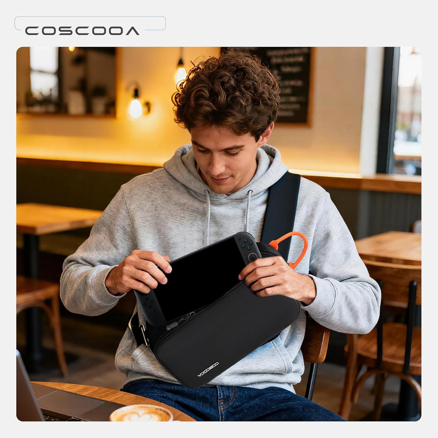 COSCOOA Sling Crossbody Bag for Steam Deck/OLED/Nintendo Switch 2 (2025)/Rog Xbox Ally X,Protective Case Travel Carrying Gaming Pouch with 10 Game Cartridges Slots,Compact Pack for Daily Use, Travel - Image 2
