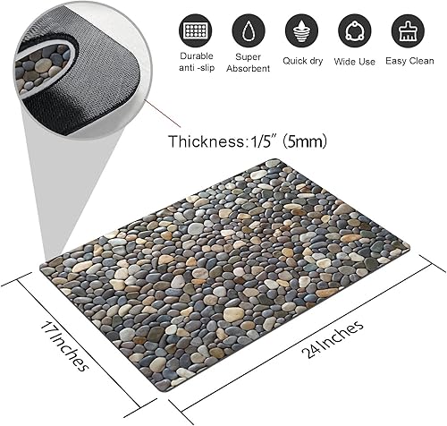 Miniatura 8 de Alfombra de baño con diseño de estrella de mar, antideslizante, lavable, con parte trasera de goma, 17 x 24 pulgadas