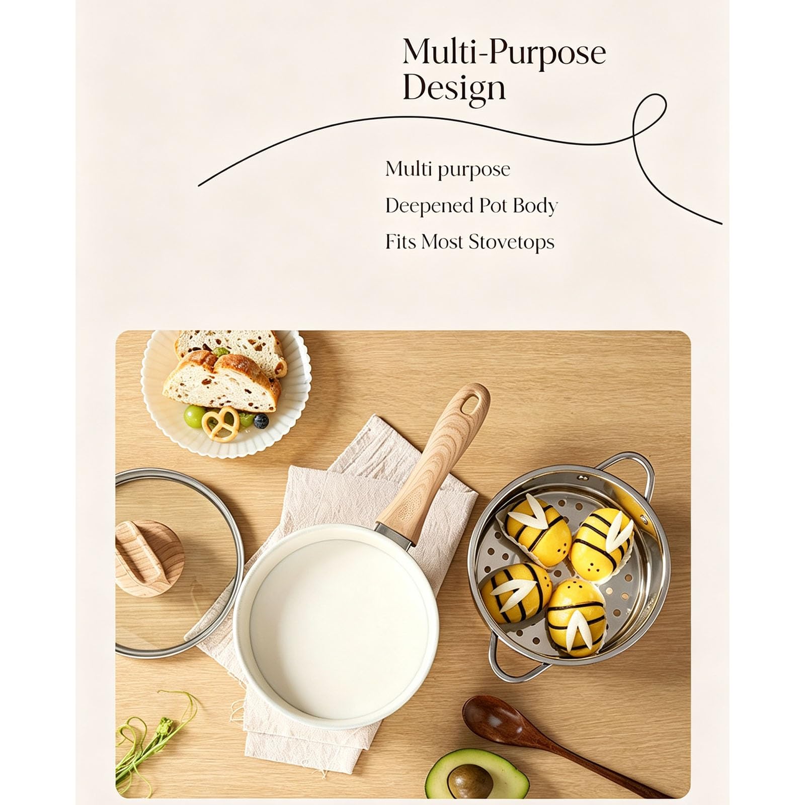 16/18cm Milk Pot with Stainless Steel Steamer Insert