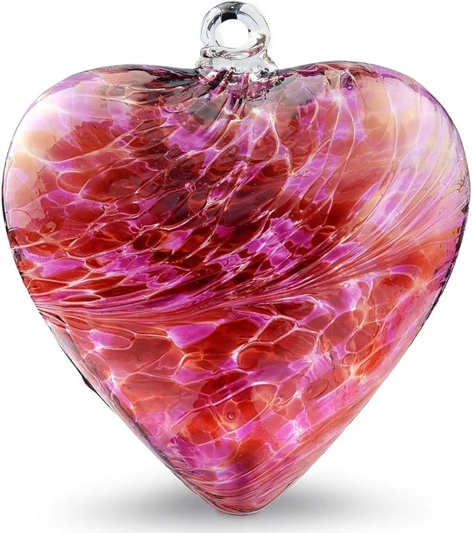 Hand Blown Glass Heart Ornament (Red Bleeding) Home & Kitchen