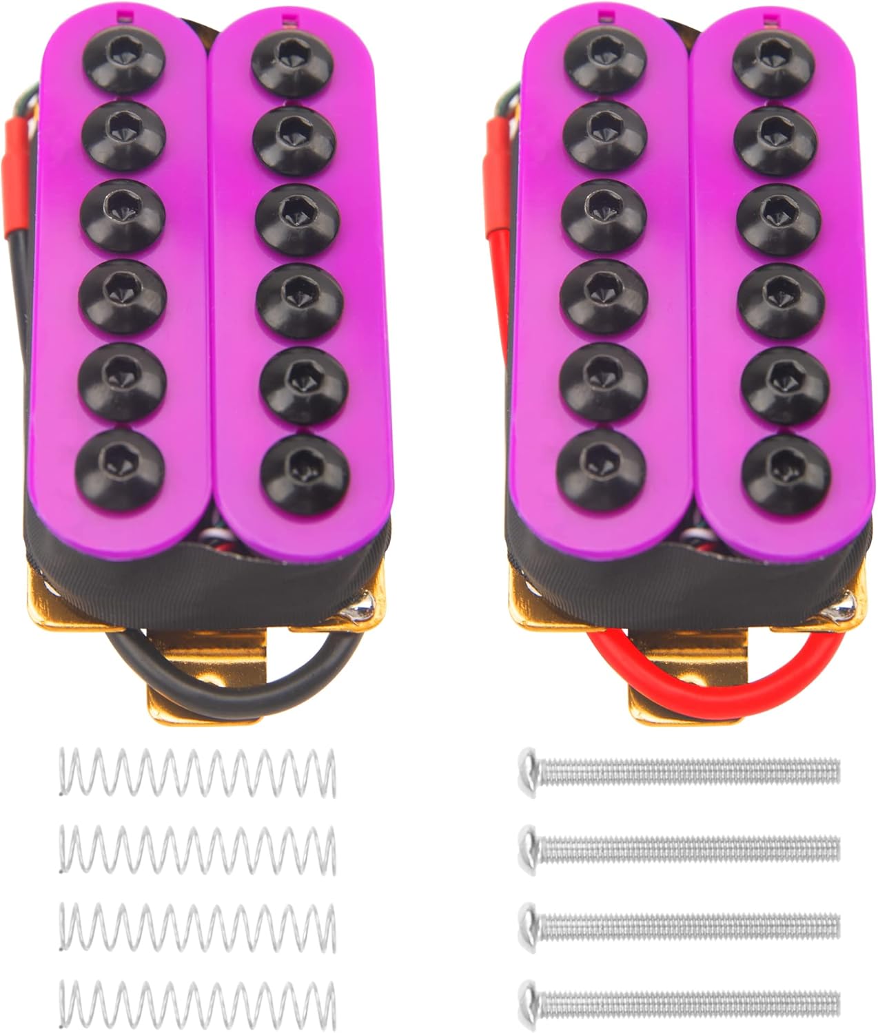 2Pcs Yootones Adjustable Electric Guitar Humbucker Double Coil Pickup Neck 50mm Bridge 52mm Compatible with ST SQ LP Guitar Instrument (Red Black)