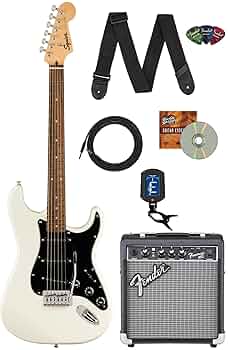 ホワイトソリッドボディエレキギター Set with fender case Amazon.com: Fender Squier Sonic Stratocaster HT - Arctic