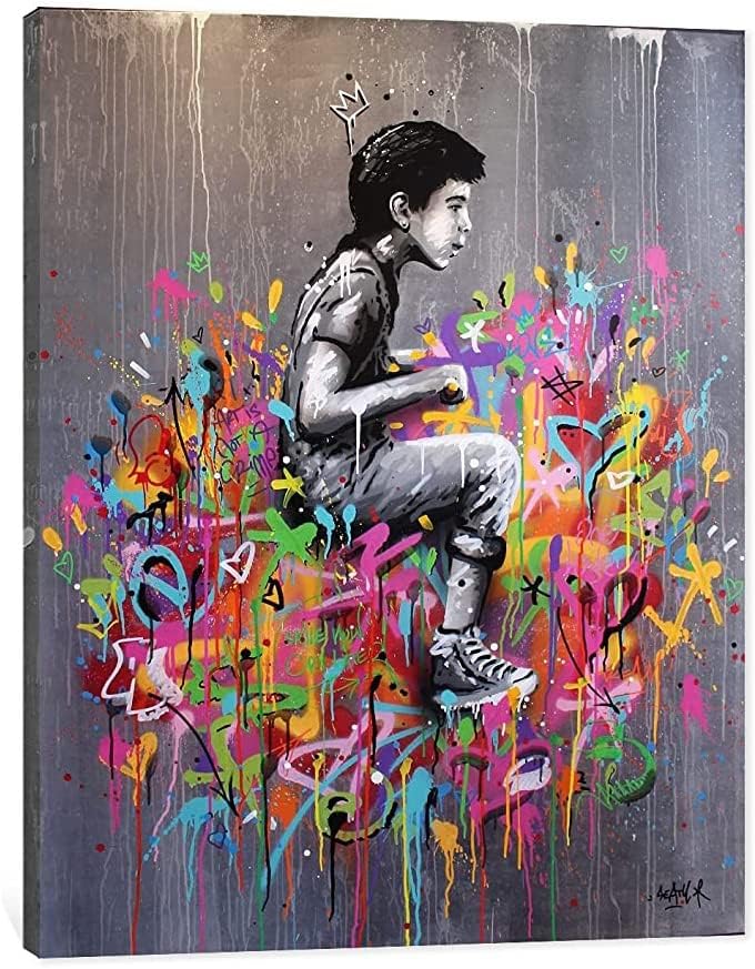 BPA Canvas Wall Art Street Boys & Girl Love Sneaker couple is All We Need Print Painting, Street Wall Art for Decoration, Pop Poster Framed Artwork Easy to Hang (60 x 90 cm)-Wooden Frame