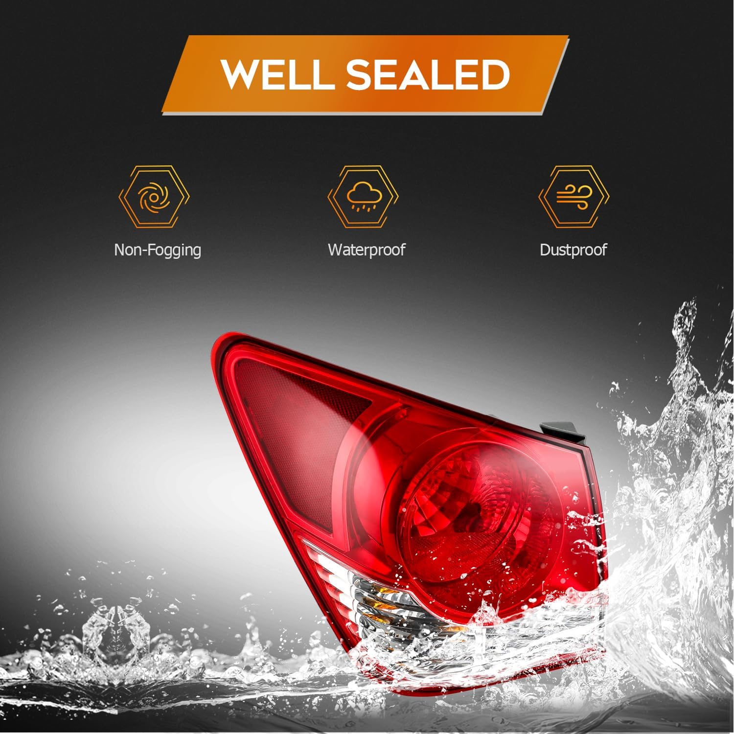 Tail light Assembly Compatible with for Chevy Cruze 2011-2015 for Chevy Cruze Limited 2016 Chrome Housing Red Lens Driver Side Bulbs Are Included