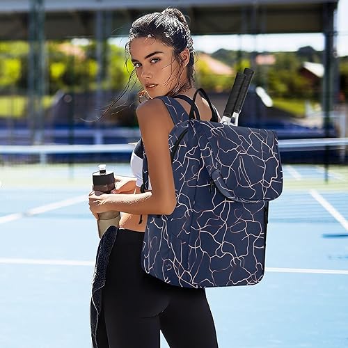 Miniatura 7 de Bolsas de raqueta de bádminton para tenis, resistentes al agua, color negro y dorado, grano irregular, 3 raquetas de bádminton, para mujeres,