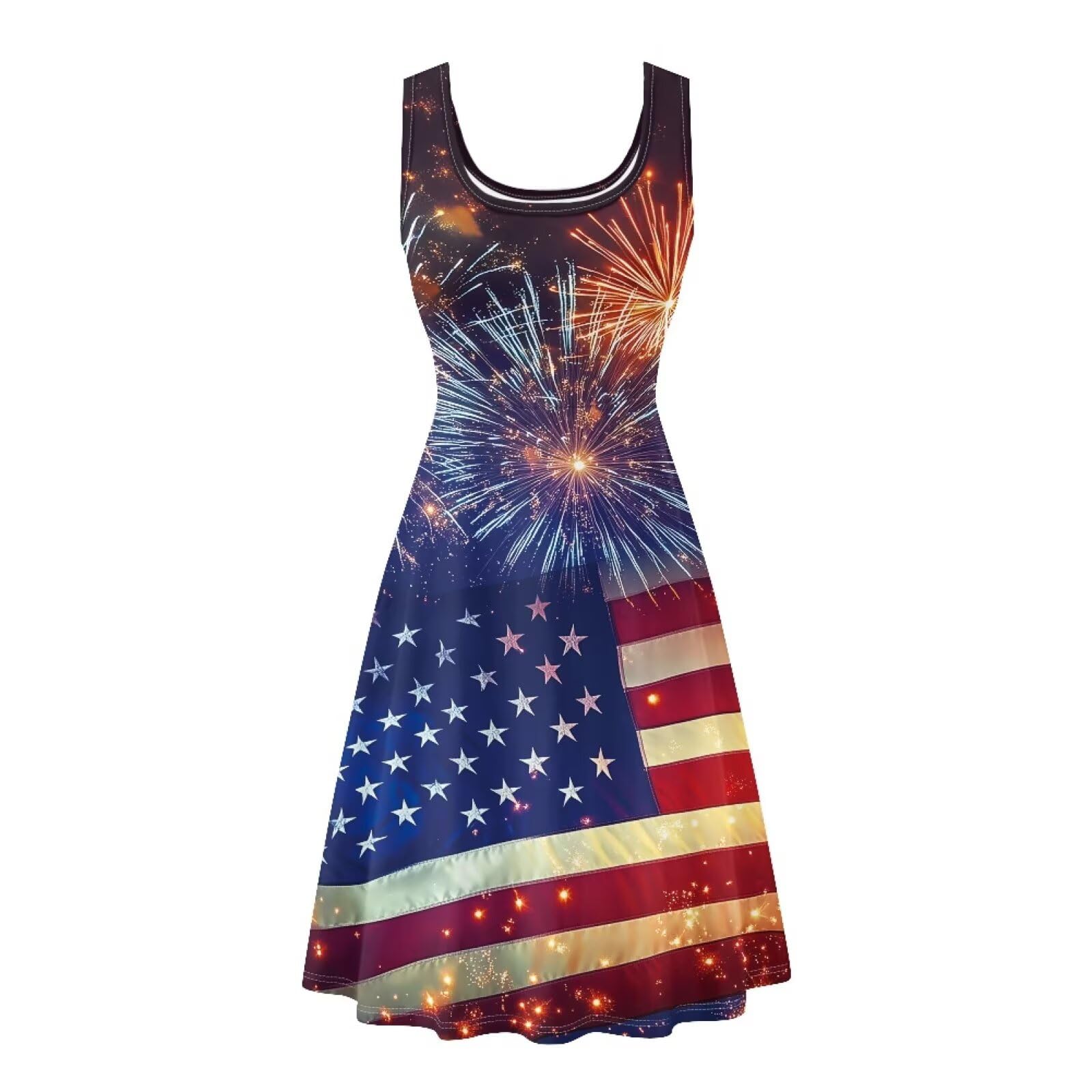 Dreaweet Casual Sleeveless Dresses for Women Girls, Round Neck Tank Dresses with Pockets Summer Sundress Size XS-4XL