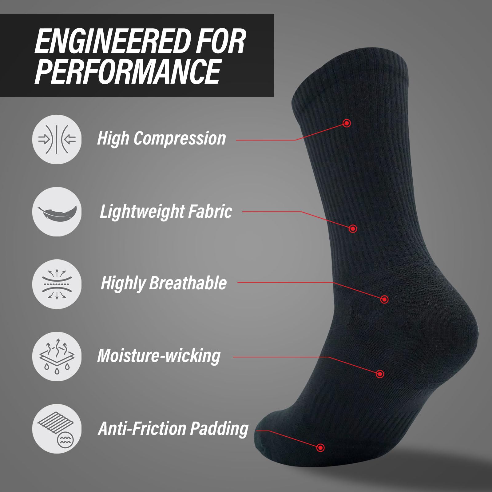 Bike PRO - Calcetines de compresión para ciclismo, 1/2/3 pares, calcetines deportivos para senderismo y correr