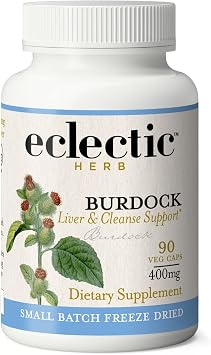 Eclectic Herb - Organic Burdock Root Capsules | Liver Support & Detox Supplement | Digestive & Skin Support | US-Grown, Vegan, Non-GMO, Gluten Free 90 CT | 400 mg