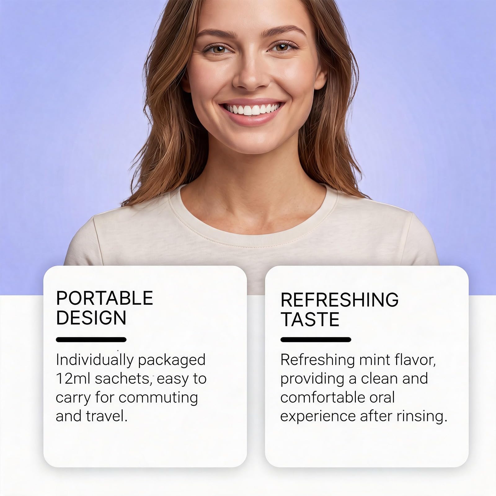 Purple Stain Mouthwash Stain Mouthwash ohne Alkohol, frischer Atem, sanftes Spülen, sauberes Gefühl, hilft bei sichtbaren Oberflächenflecken, Zuhause und auf Reisen