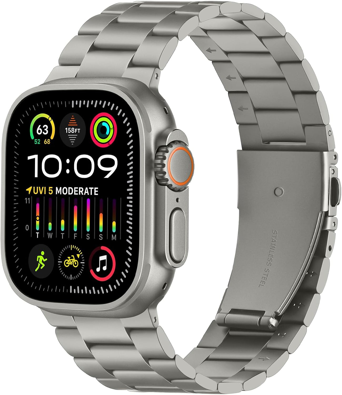 Anlinser No Tool Needed Bands Compatible with Apple Watch Band 49mm 46mm 45mm 44mm 42mm for Women Men, Stainless Steel Metal Strap Designed for iWatch Ultra 3/2/1 SE Series 11 10 9 8 7 6-1 (Titanium) - Image 8