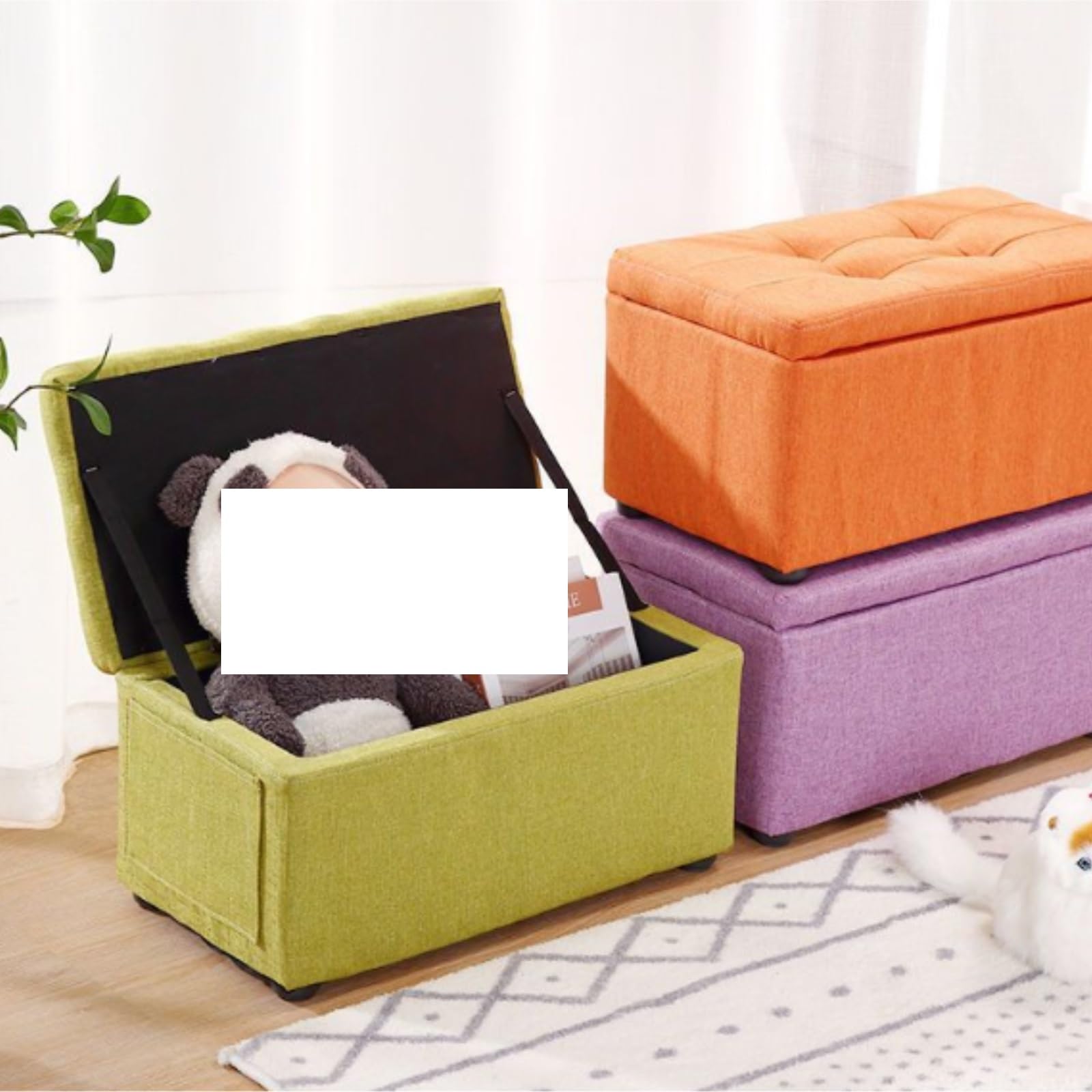 Ottomana Salón Reposapiés Multifuncional con Compartimento De Almacenamiento Oculto Y Bolsillo Lateral Asiento Extra(Grün)