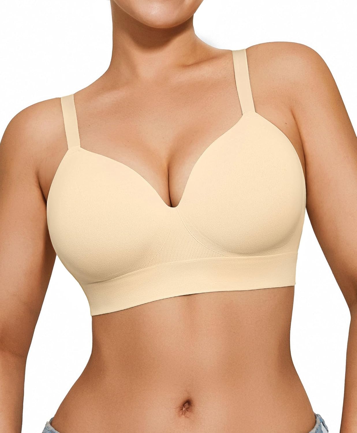 Popilush Wireless Seamless Bras for Women Soft Foam Cups Bralette No Wire Support Comfort T Shirt Bra