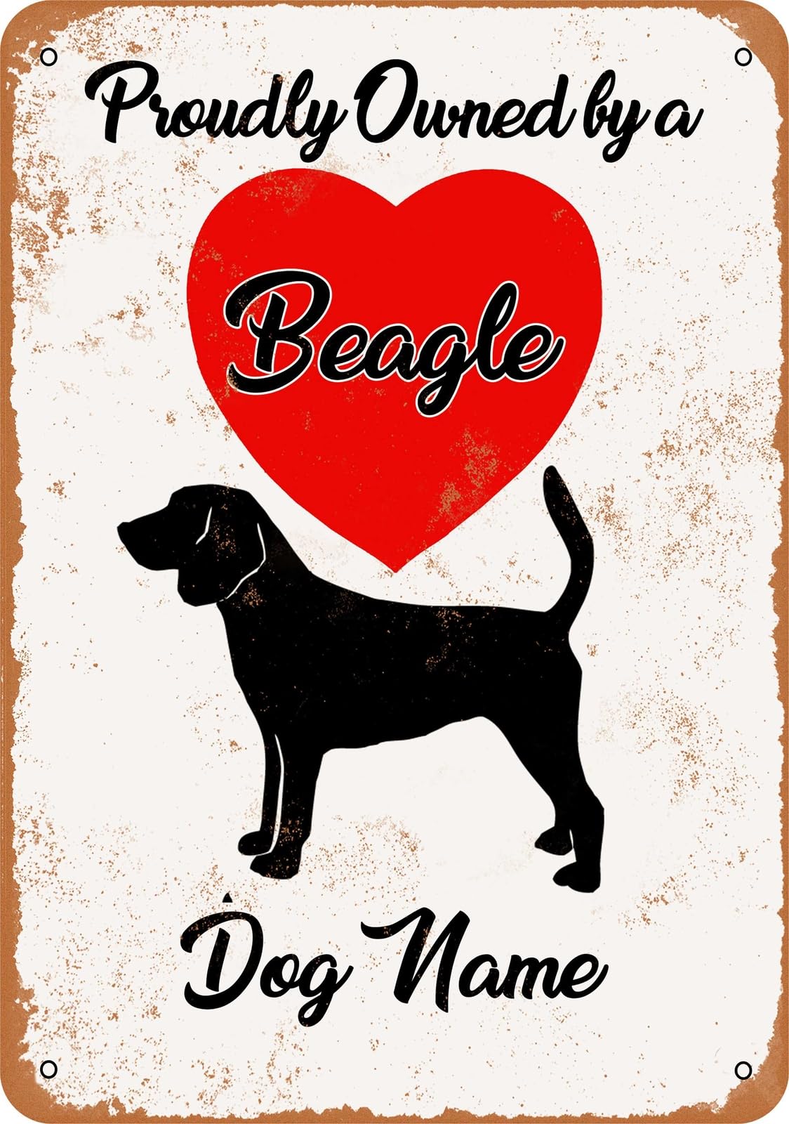 Miaomansenstore Metal Sign - Custom Dog Name - Beagle - Vintage Look Home Decor