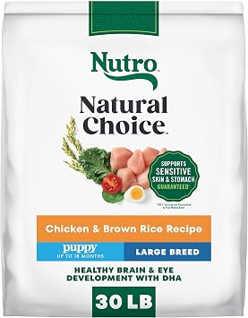 Nutro Natural Choice Large Breed Puppy Dry Dog Food, Chicken, 30 lb | Real chicken #1 ingredient, non-GMO, no corn, wheat, soy, supports brain & eye development, bones, muscles & joints