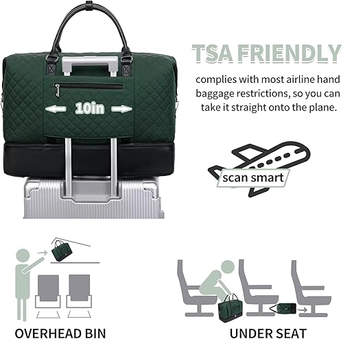 Miniatura 5 de Bolsa de fin de semana, bolsa de viaje grande para mujer, bolsa de mano con compartimento para zapatos y bolsas de aseo