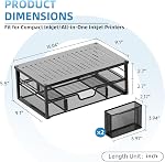 SUPEASY Printer Stand for Desk with Storage, 2-Tier Metal Monitor Stand Riser with Drawer and 2 Pen Holders, Multifunctional Desktop Organizer for Home Office Desk Accessories, Black