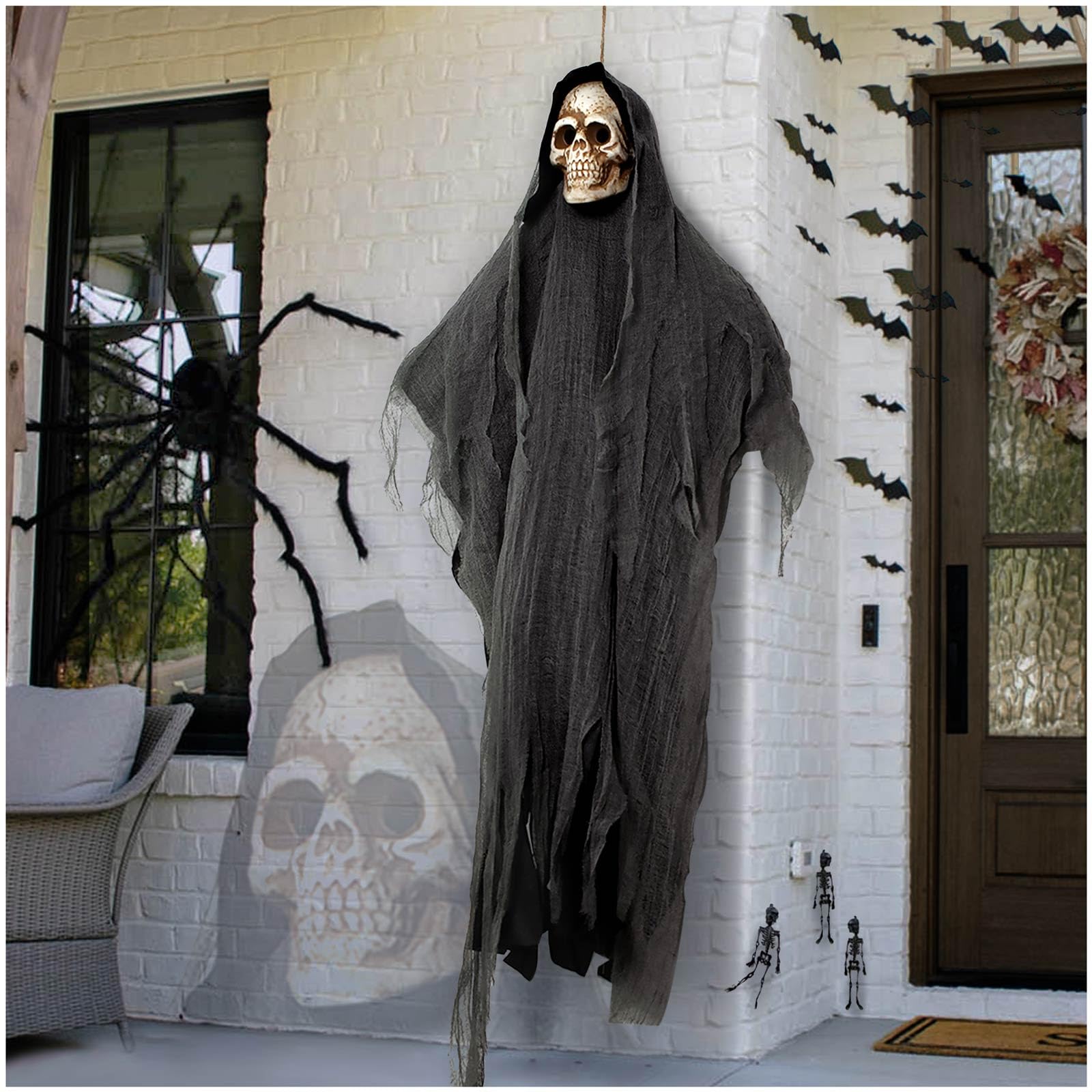 3 Stück Halloween Sensenmänner Deko - Lebensgroße Gazeskelette Für Garten & Party