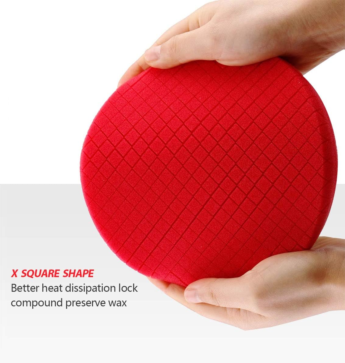 SPTA Red Finish Polishing Pads, Buffing Pads, 3Pcs 6.5 Inch Face for 6 Inch 150mm Backing Plate Compound Buffing Sponge Pads for Car Buffer Polisher Compounding, Polishing and Waxing -X00224R6B3 : Automotive