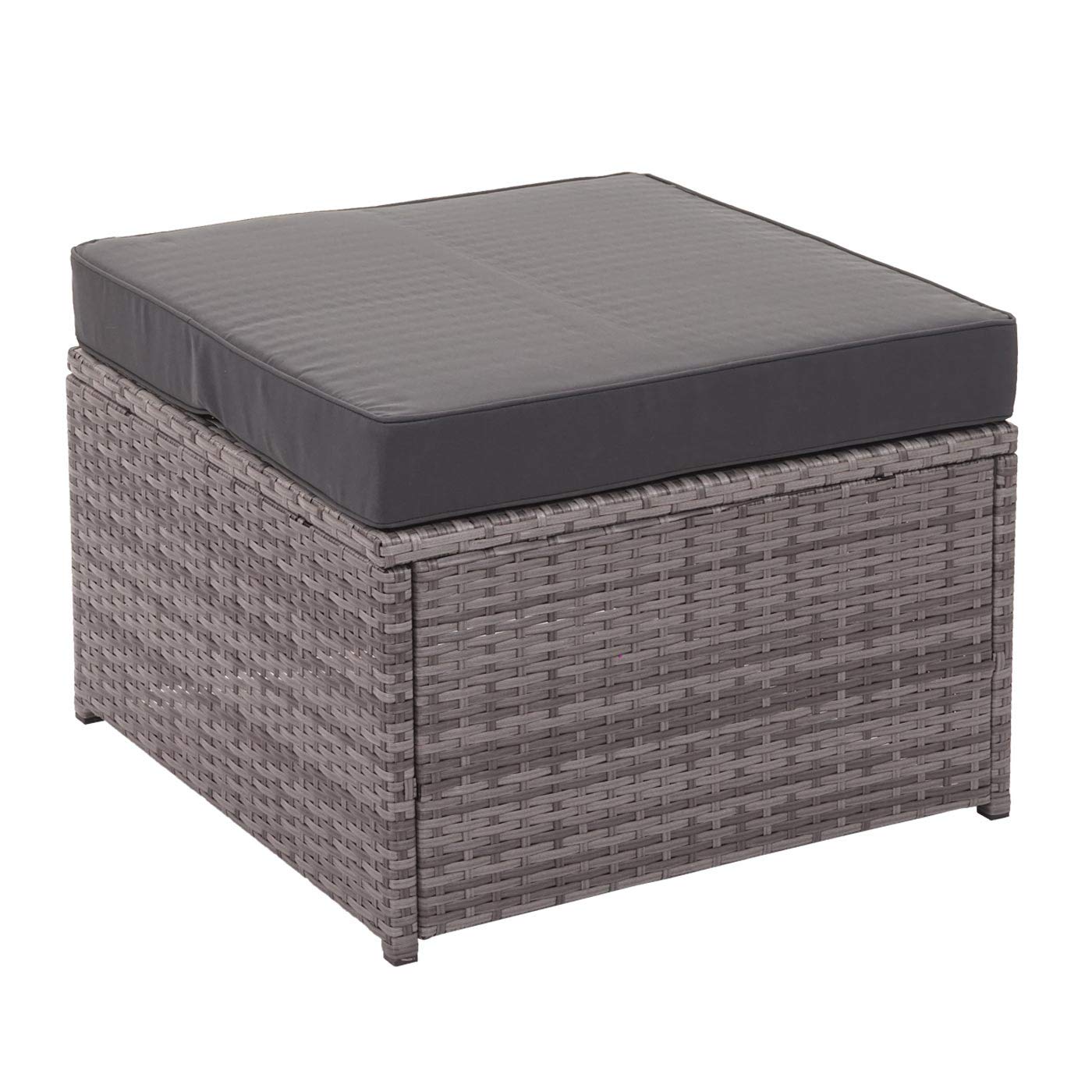 Mendler Set salotto giardino esterno salottino HWC-J34 polyrattan grigio con cuscini grigio scuro