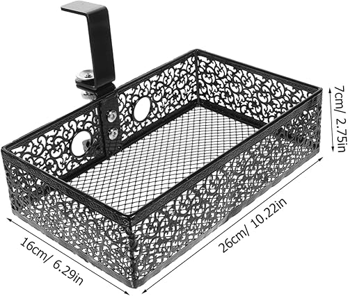 Miniatura 2 de Elegante cesta de almacenamiento para debajo del escritorio, organizador de escritorio de oficina, 5 compartimentos, caja de almacenamiento