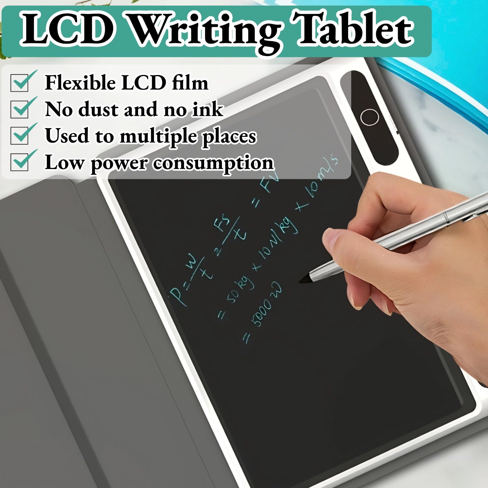 LCD Writing Tablet, 9 -calowa Elektroniczna Podkładka do Rysowania z Długopisem, Przenośny Cyfrowy Notatnik ze sztuczną skórę, do Pracy, Nauki, Spotkania Biznesowe